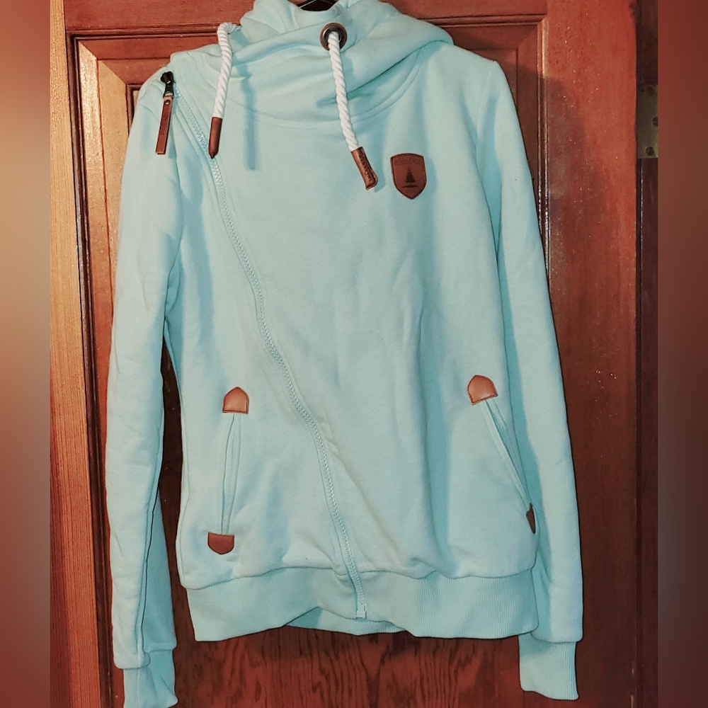 Cowl-Neck Hooded Zip-Up Sweatshirt